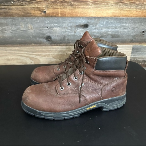 Wolverine Brown Leather Slip Resistant Mens Waterproof Work Boots‎ 13 EW *READ* - Picture 2 of 11